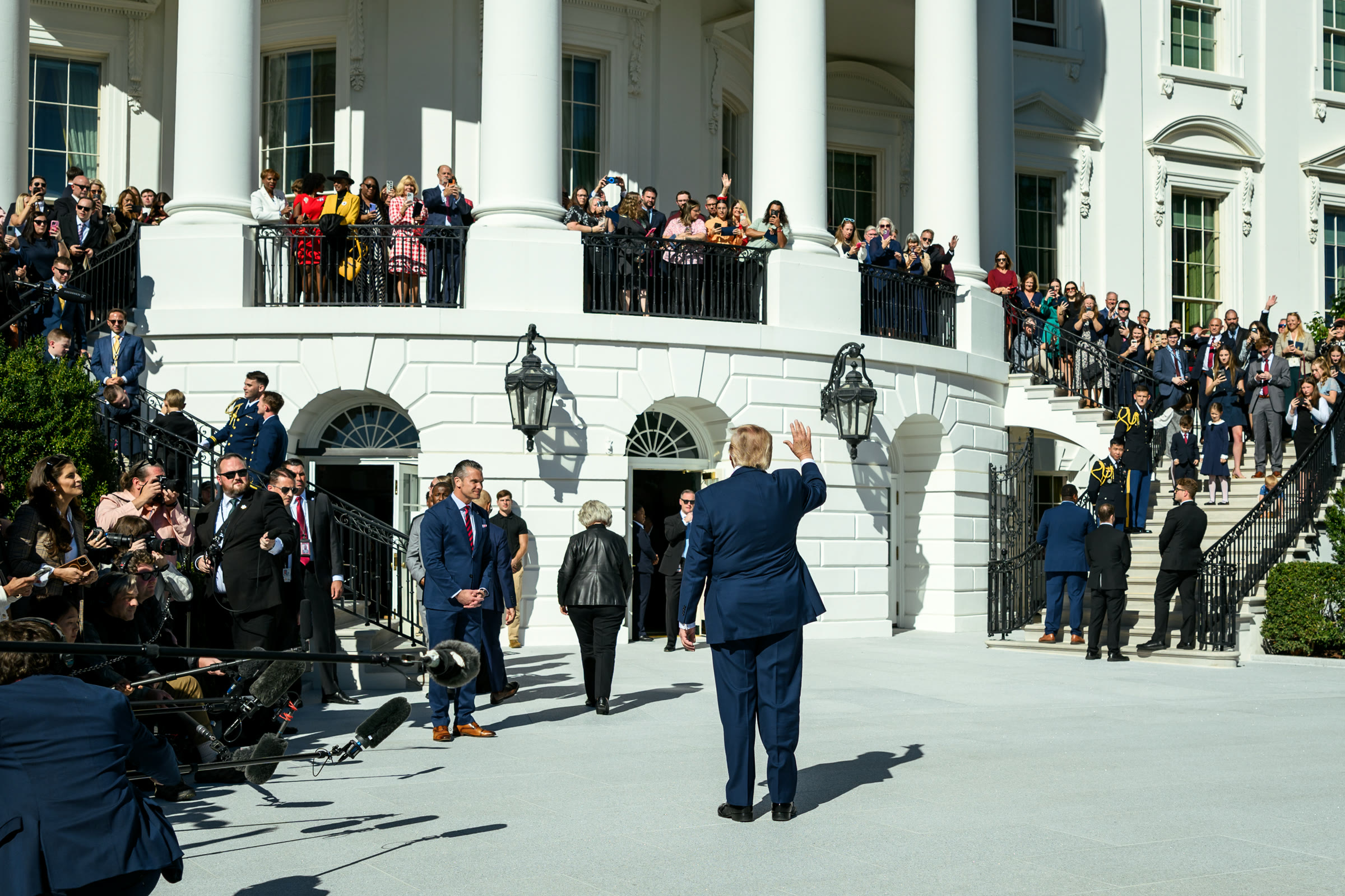 Trump on the South Lawn of the White House on Oct. 6, 2026