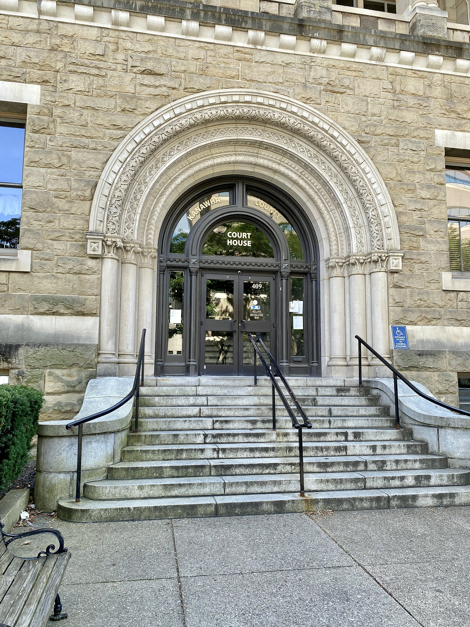 The entrance to the Kanawha County Courthouse