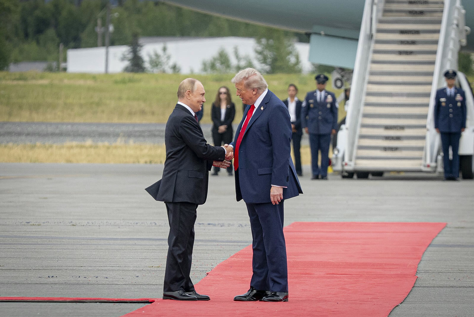 Trump and Putin at the Alaska summit in August 2025