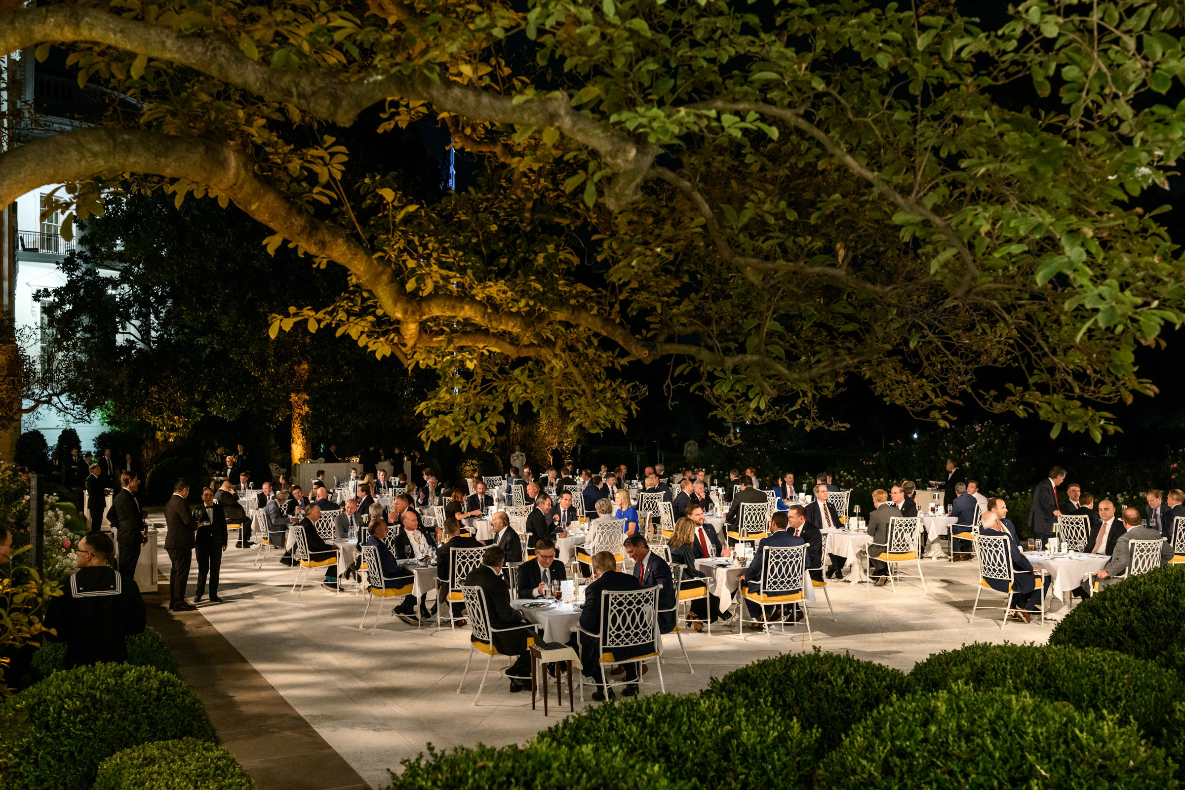 The paved Rose Garden patio at the White House in September 2025