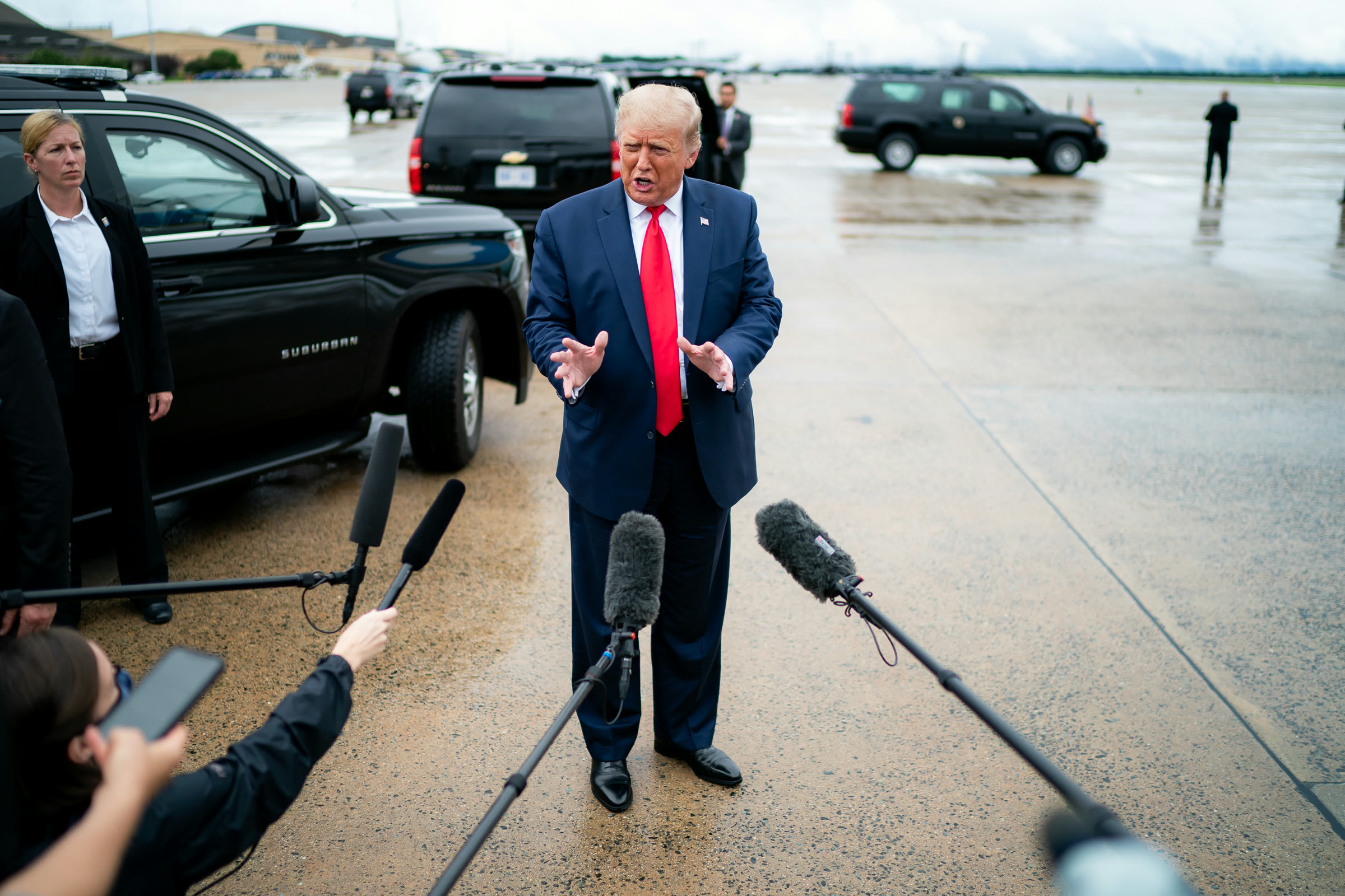 President Trump speaks to reporters (file photo)