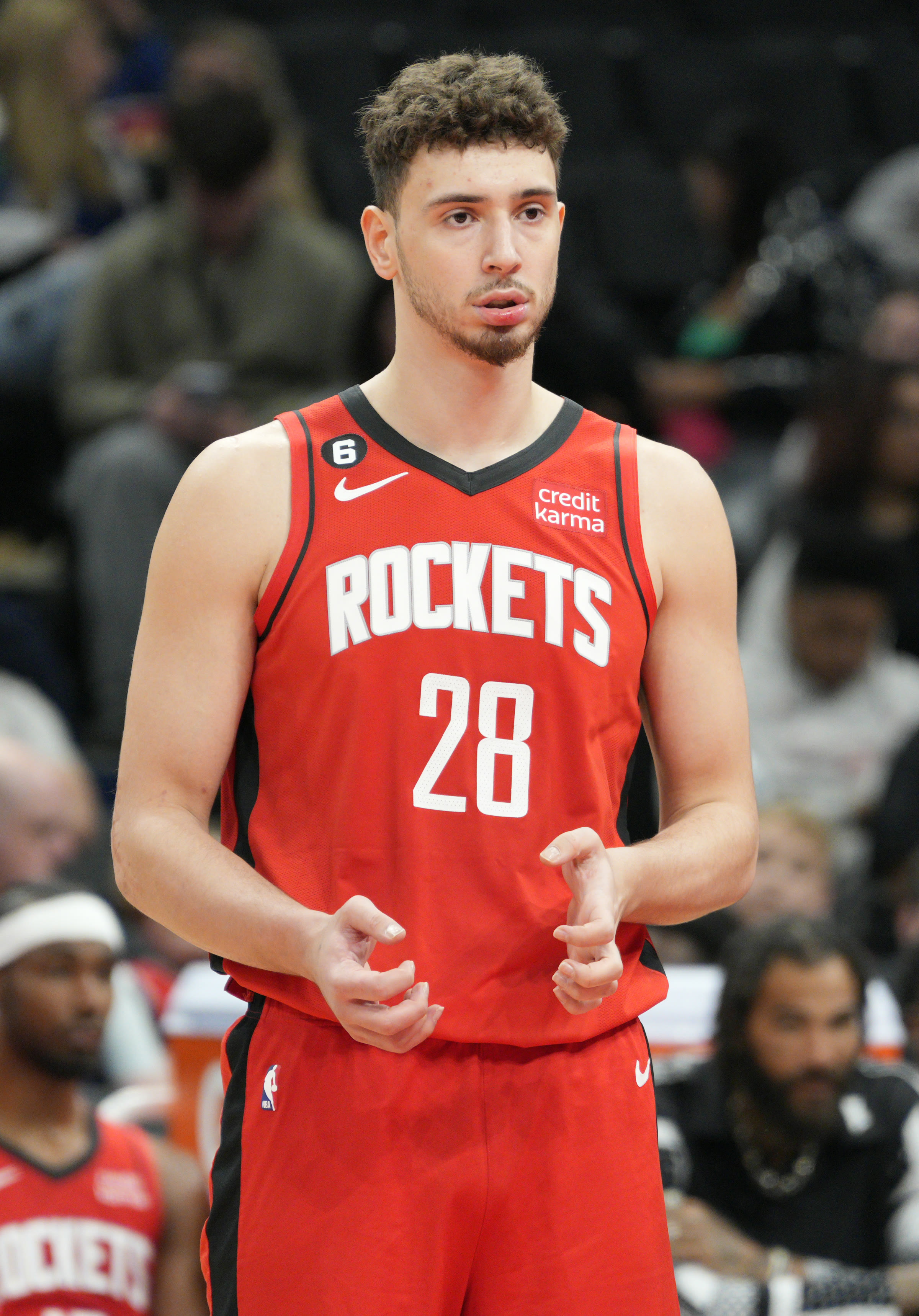 Alperen Şengün in a Houston Rockets uniform