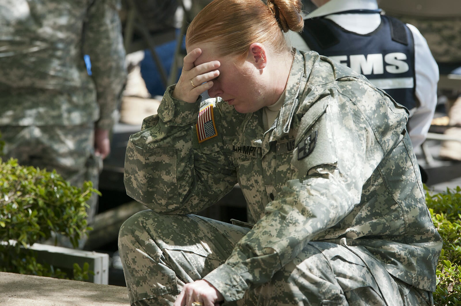 A soldier mourns after the Fort Hood shooting (file photo)