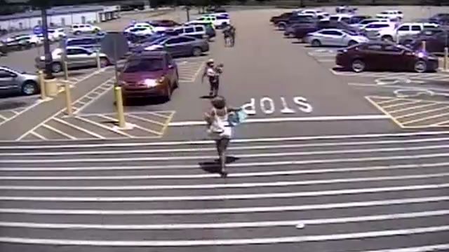 Surveillance footage of the Walmart parking lot in Senatobia
