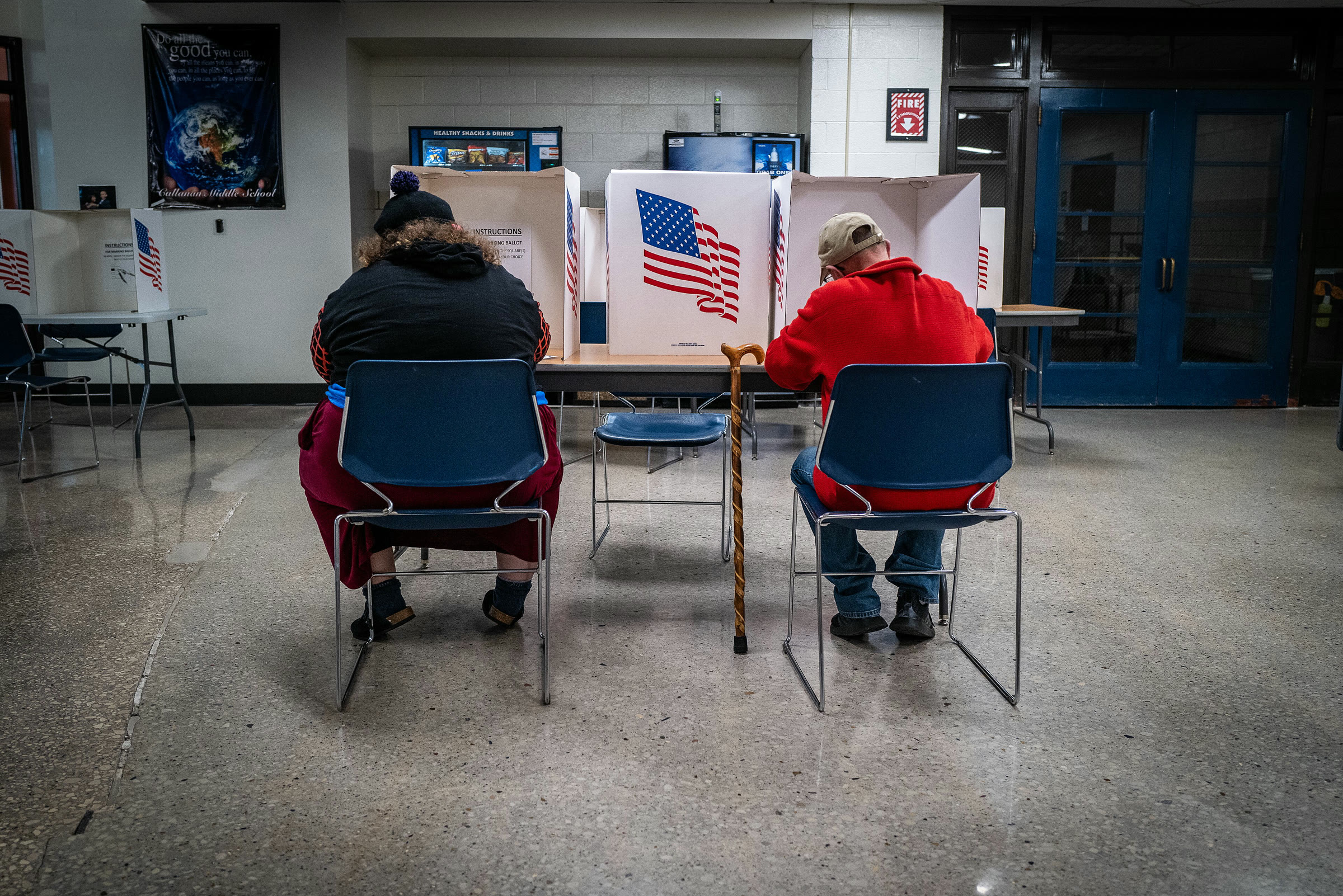 Voters at a polling place in Iowa