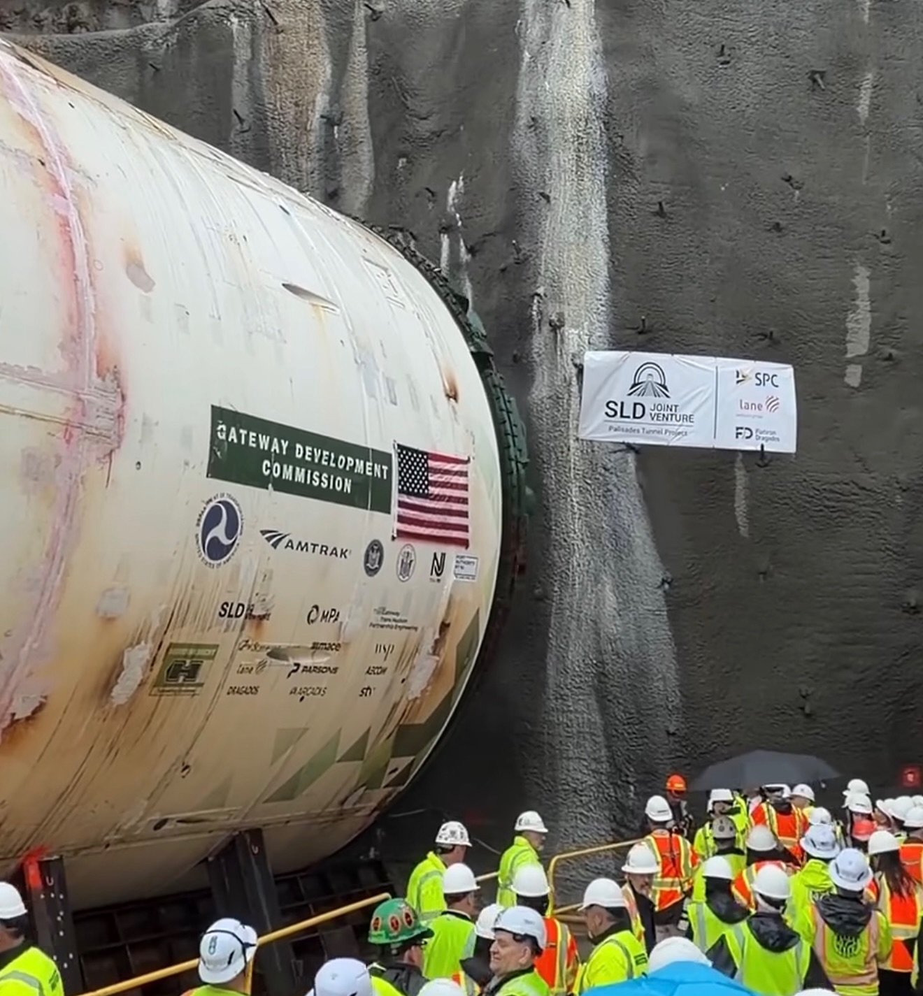 The tunnel boring machine bearing the Gateway Development Commission logo