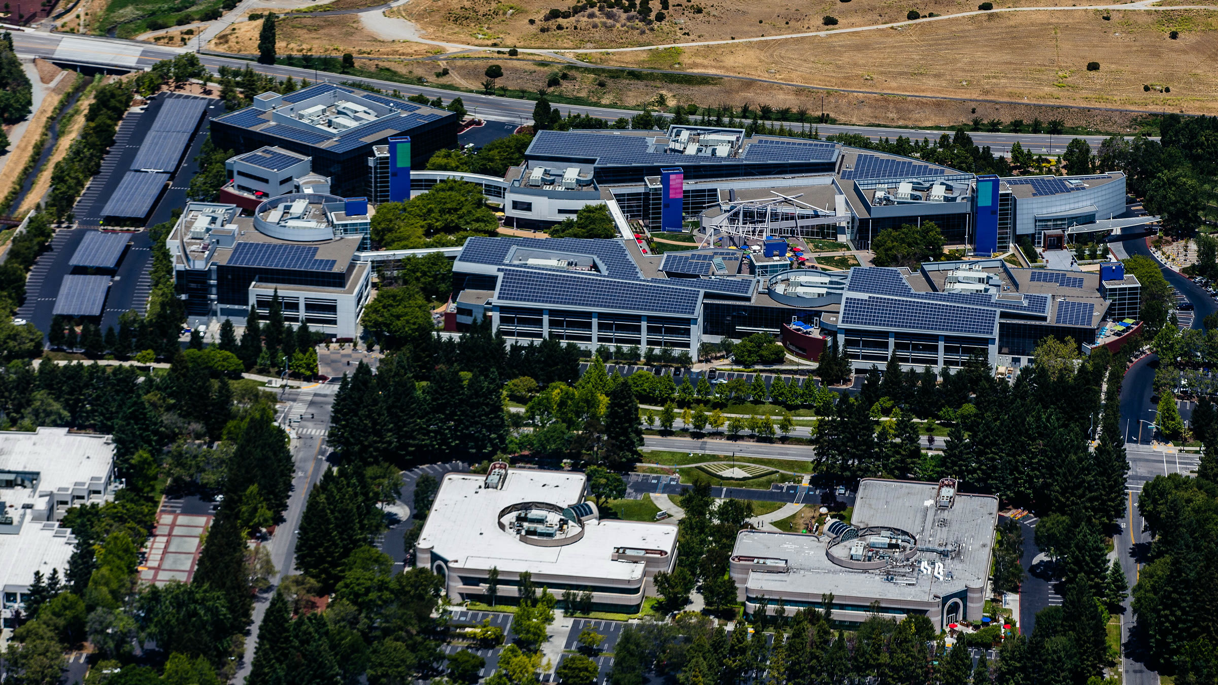 An aerial view of the Google campus in Mountain View (file photo)