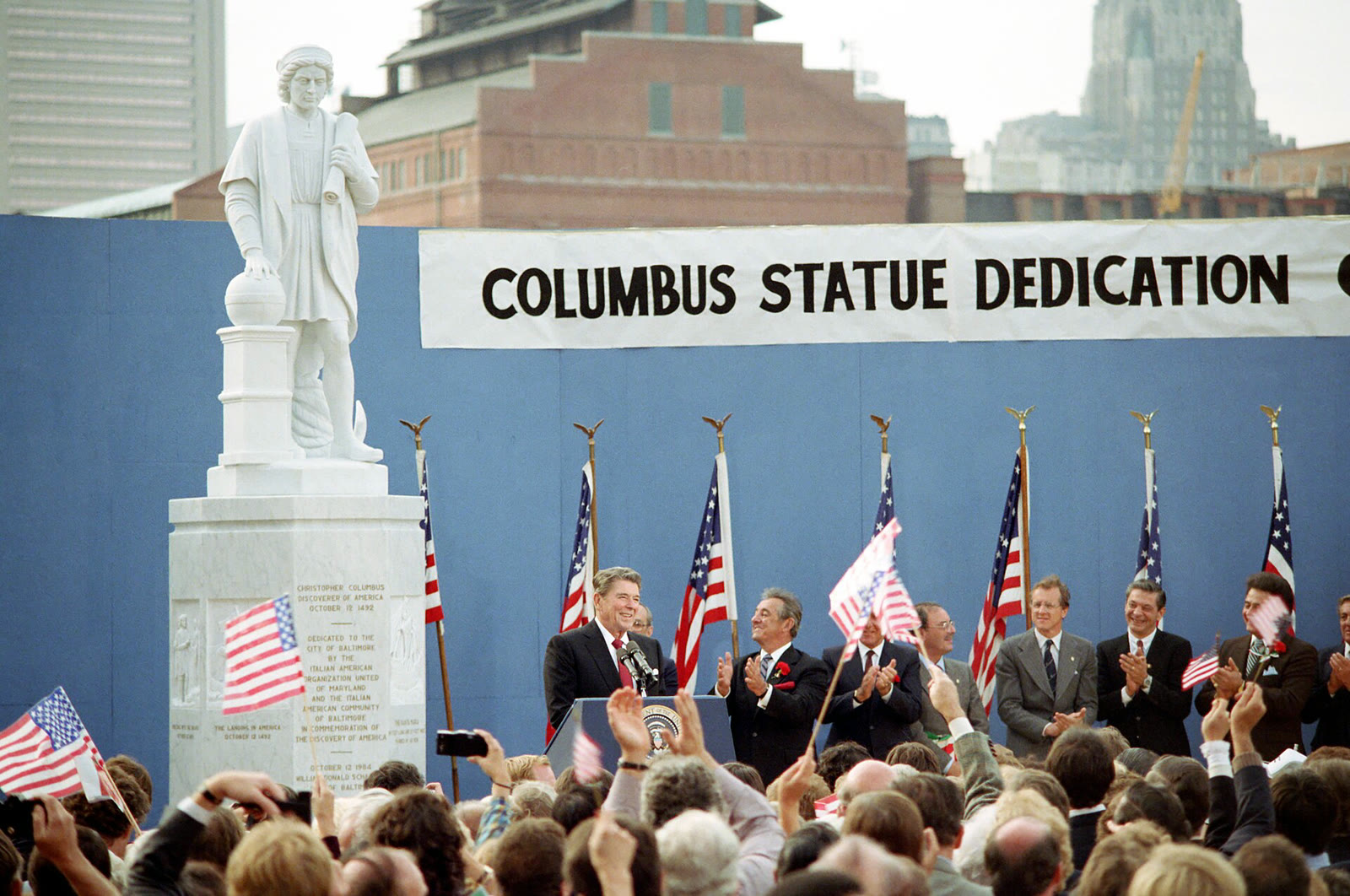 President Reagan at the dedication of the Columbus statue in Baltimore (Oct. 8, 1984)