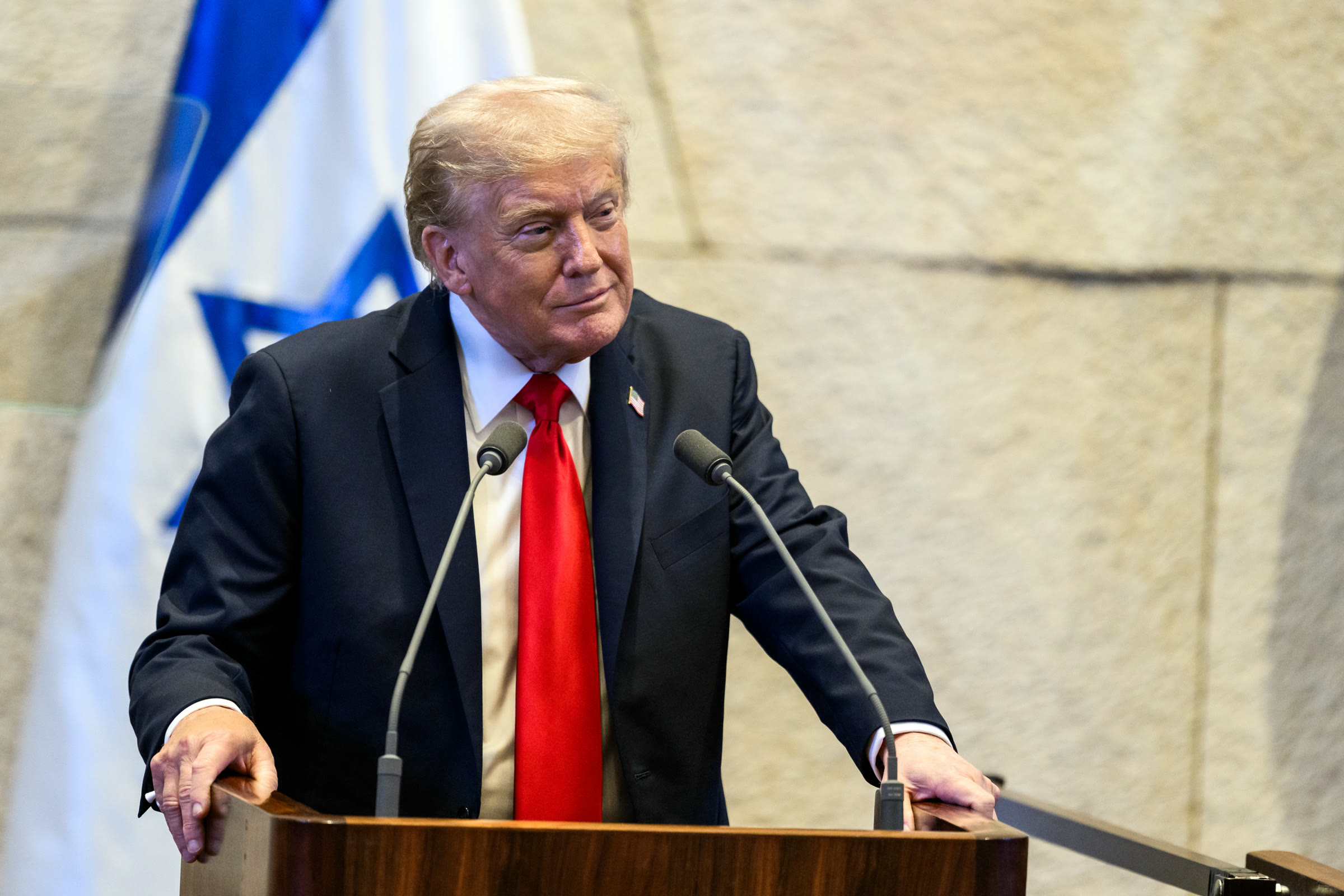 Trump addresses the Knesset in Jerusalem on Oct. 13, 2025
