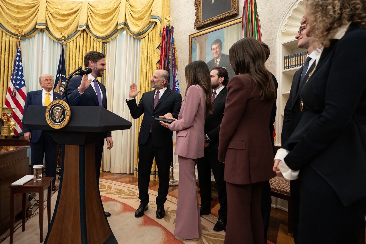 Lutnick is sworn in as commerce secretary at the White House in February 2025