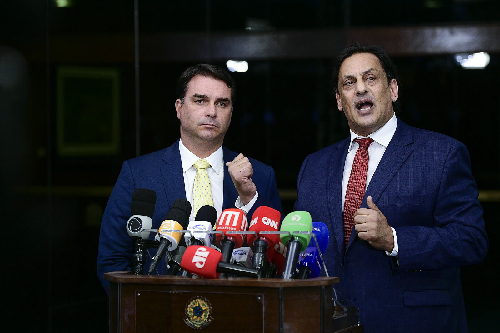 Senator Flavio Bolsonaro (left) (file photo)