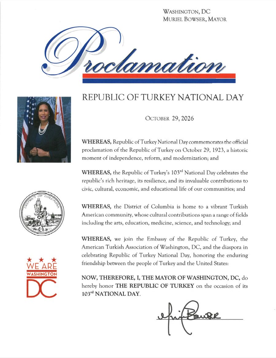 Mayor Muriel Bowser's proclamation for the Republic's 103rd anniversary