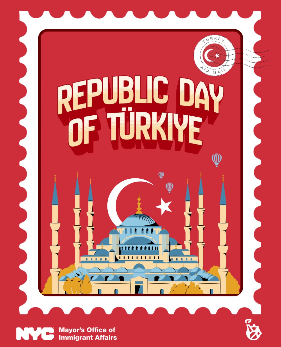 The NYC Mayor's Office of Immigrant Affairs graphic marking Türkiye's Republic Day