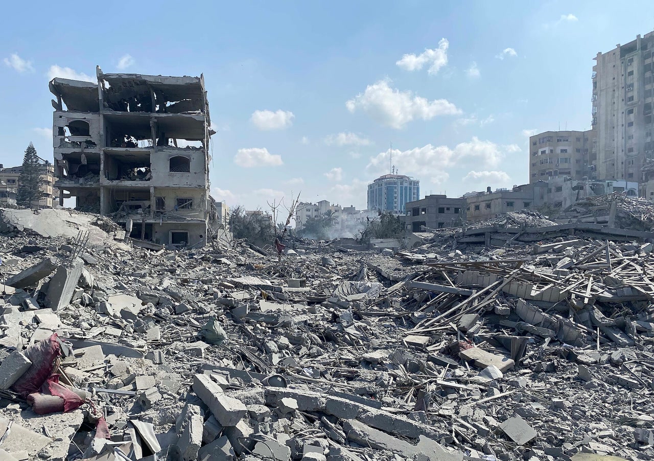 Rubble after bombardment in Gaza
