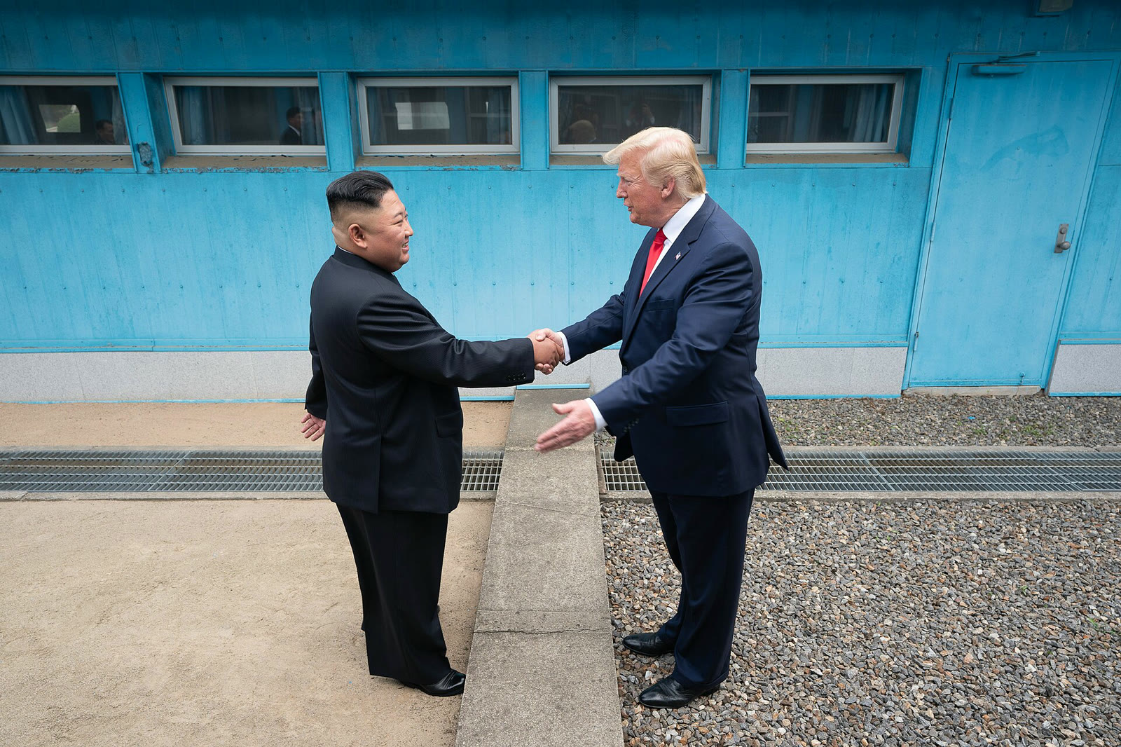 Trump and Kim Jong-un shake hands in the demilitarized zone on the Korean Peninsula in 2019