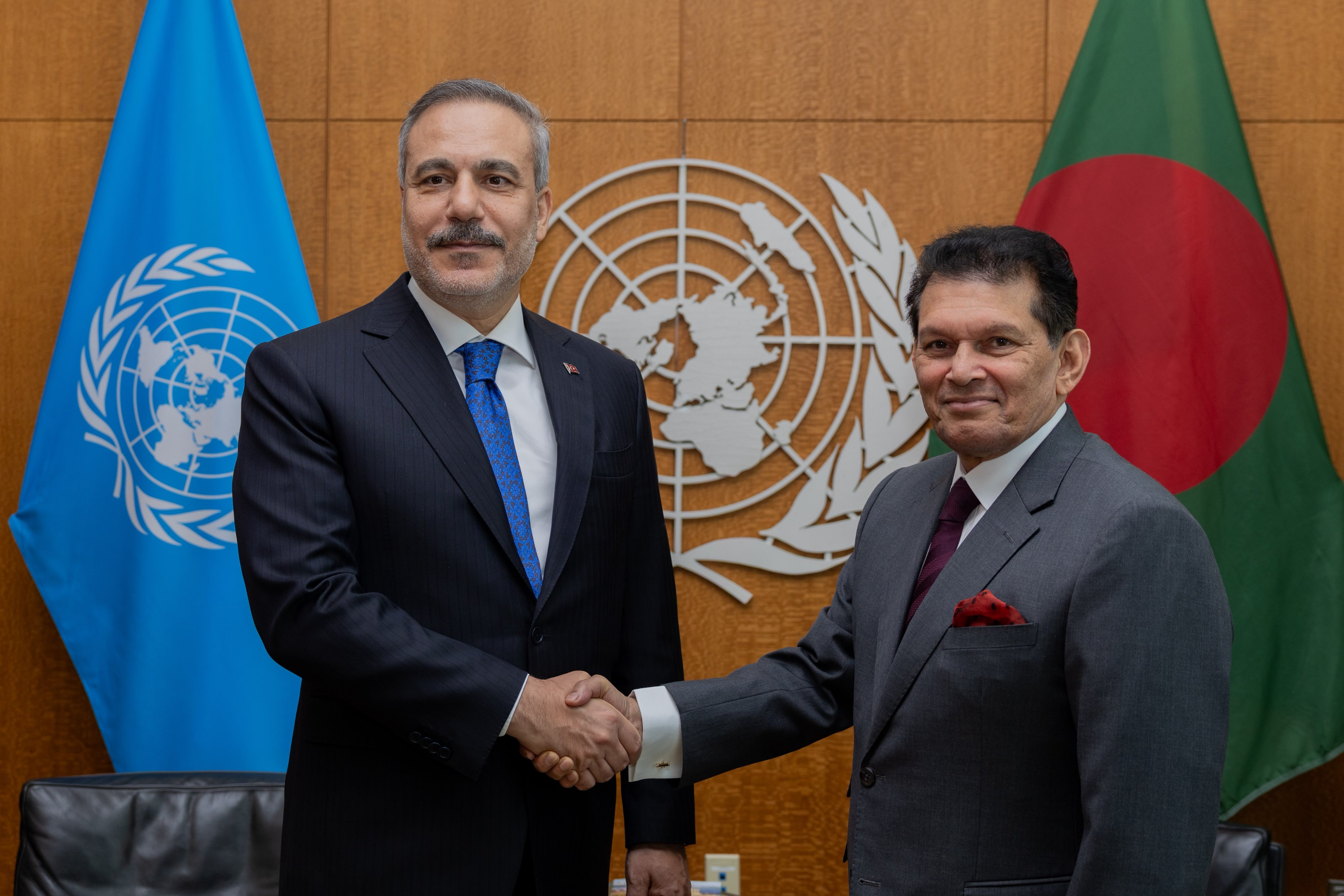 Foreign Minister Fidan with UN General Assembly President Khalilur Rahman