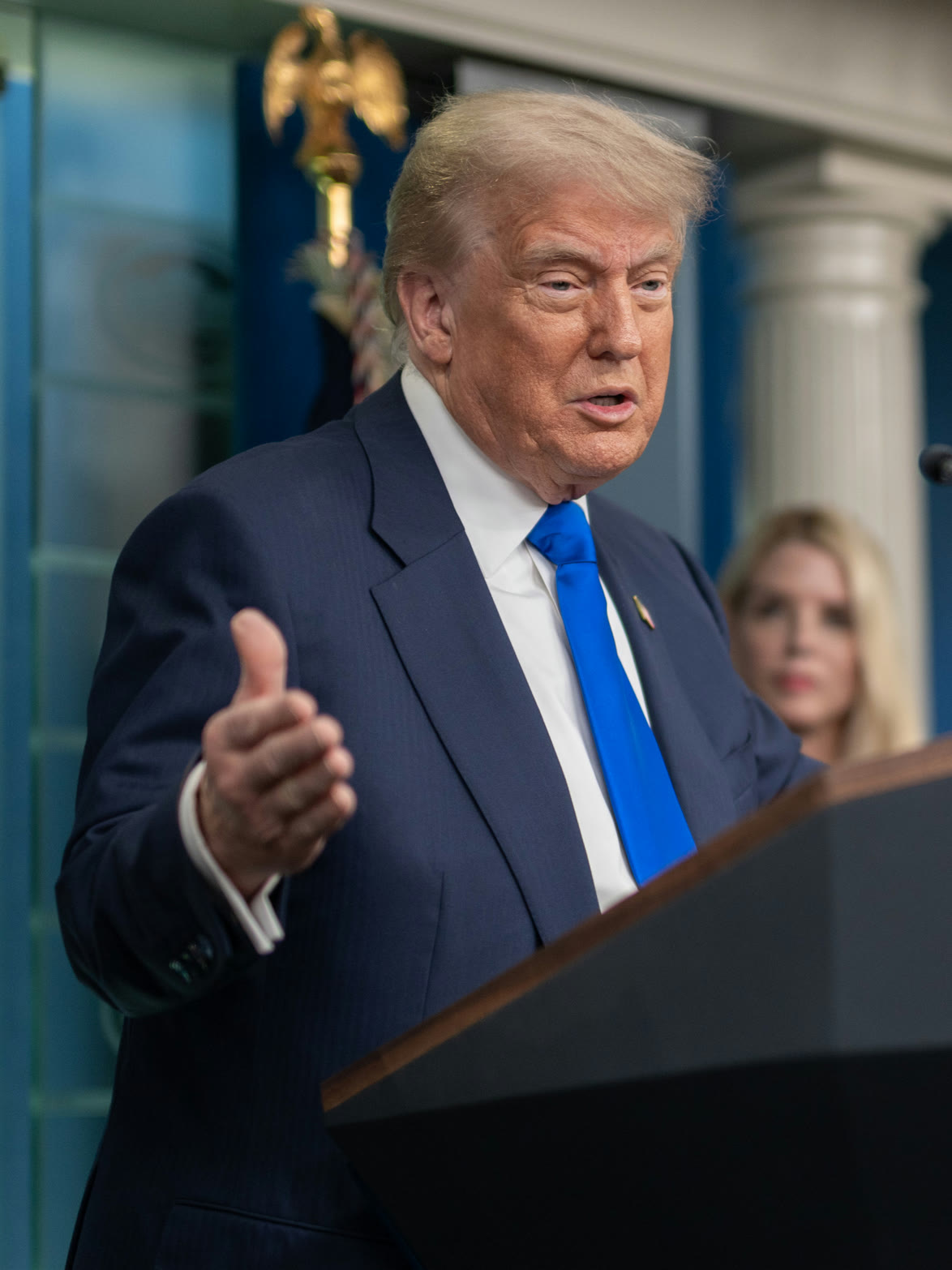 Trump, Beyaz Saray'da basın toplantısında (arşiv)