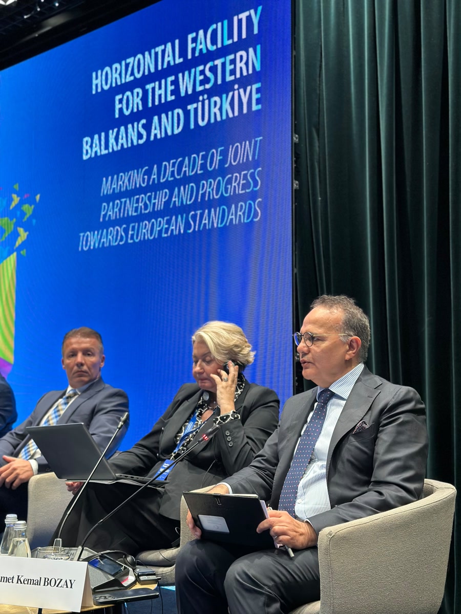 Bozay speaks at the programme’s closing event in Tirana