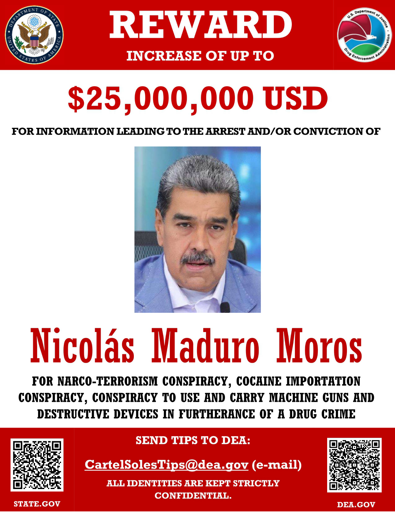 The US State Department's reward notice for Maduro (archive)