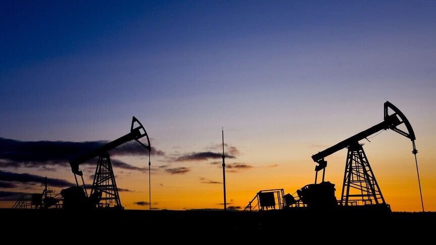 Oil pumpjacks at sunset