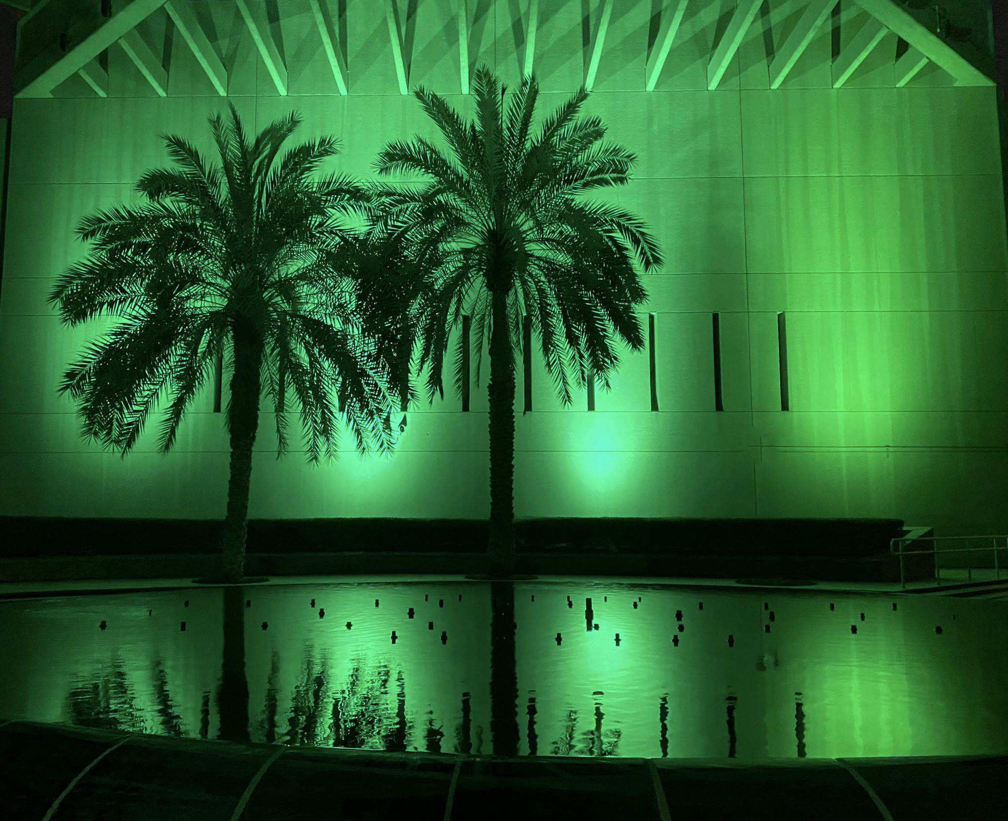 The U.S. Embassy in Riyadh lit up at night