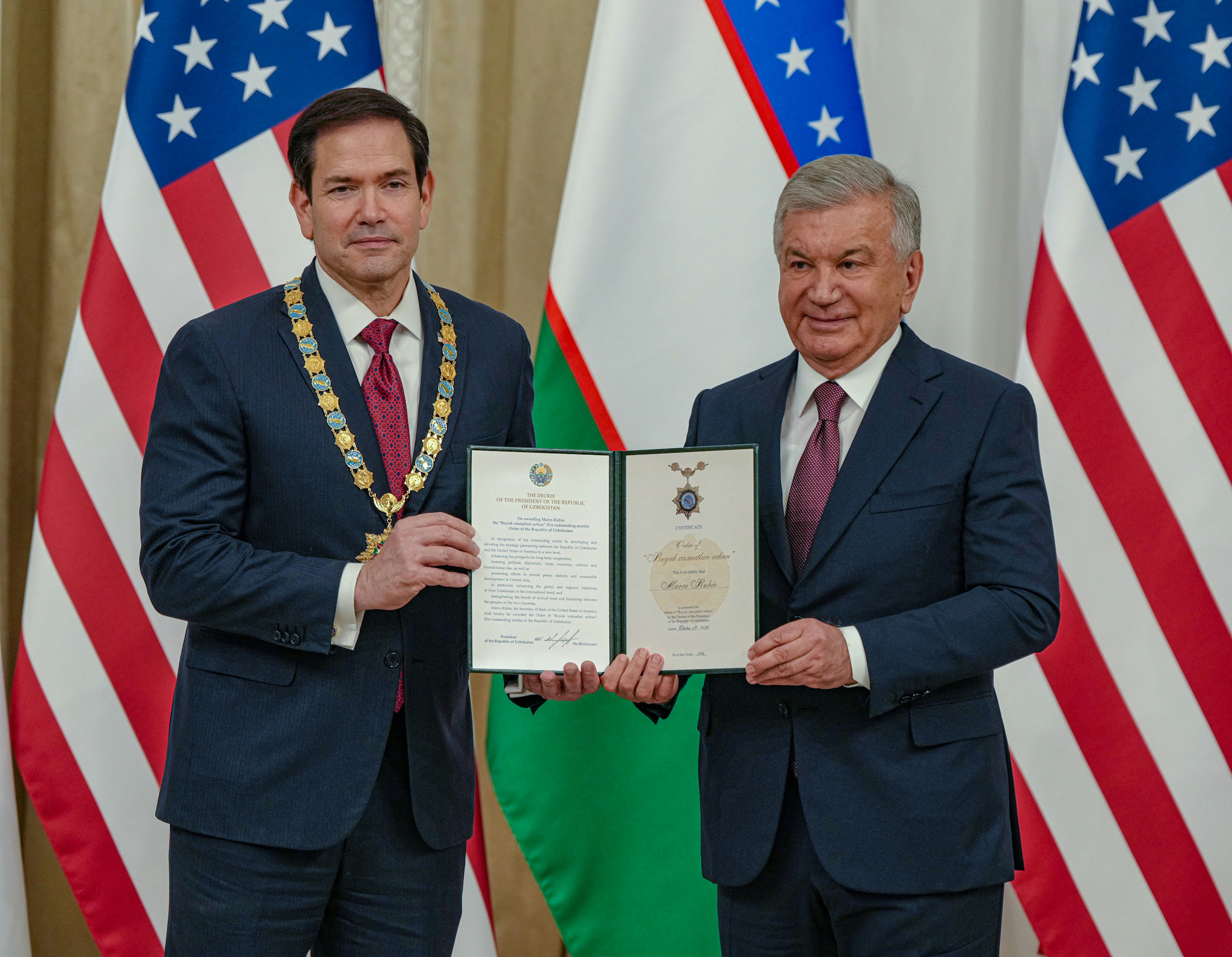 Rubio and Mirziyoyev during their meeting in Samarkand