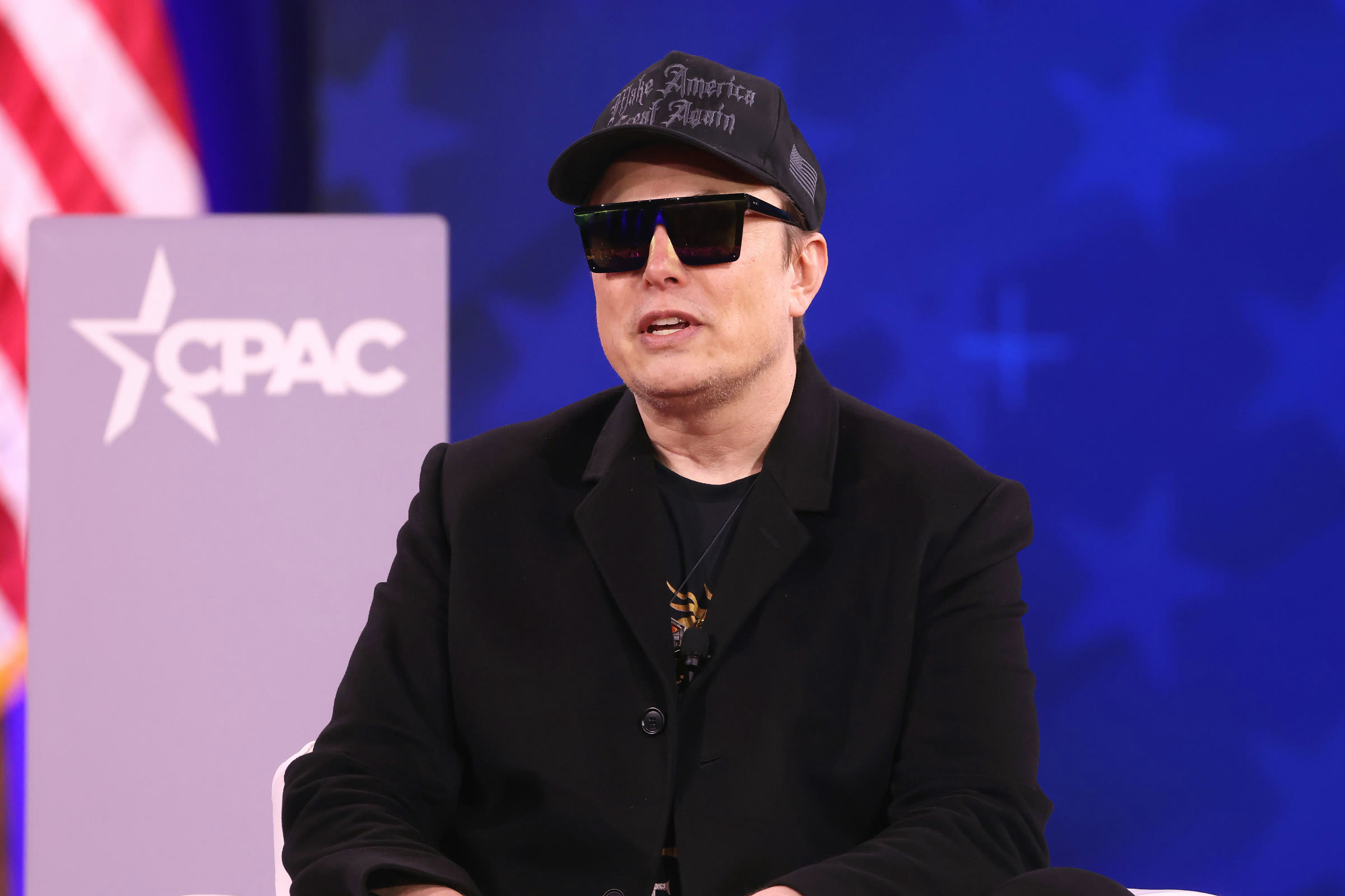 Elon Musk speaks at CPAC in February 2025
