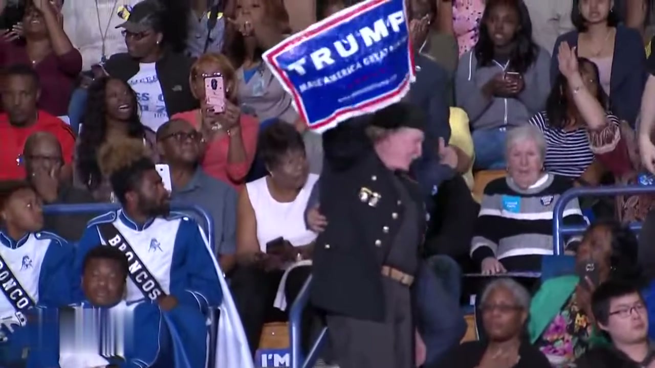 The elderly man holding a Trump sign at the rally