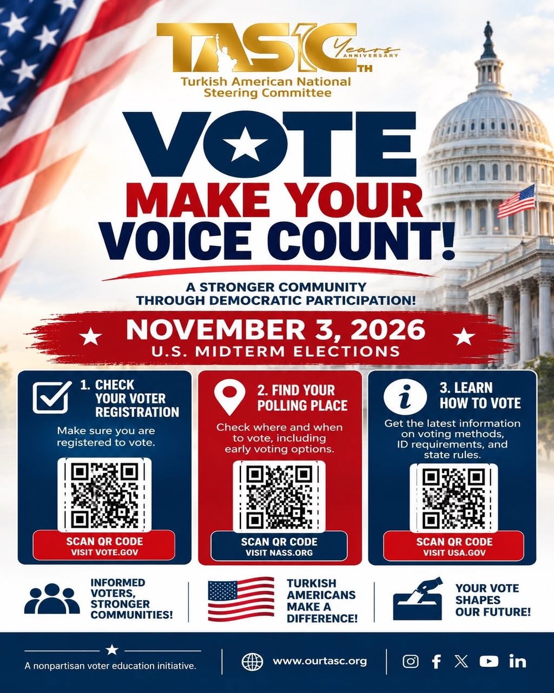 TASC voter information with QR codes