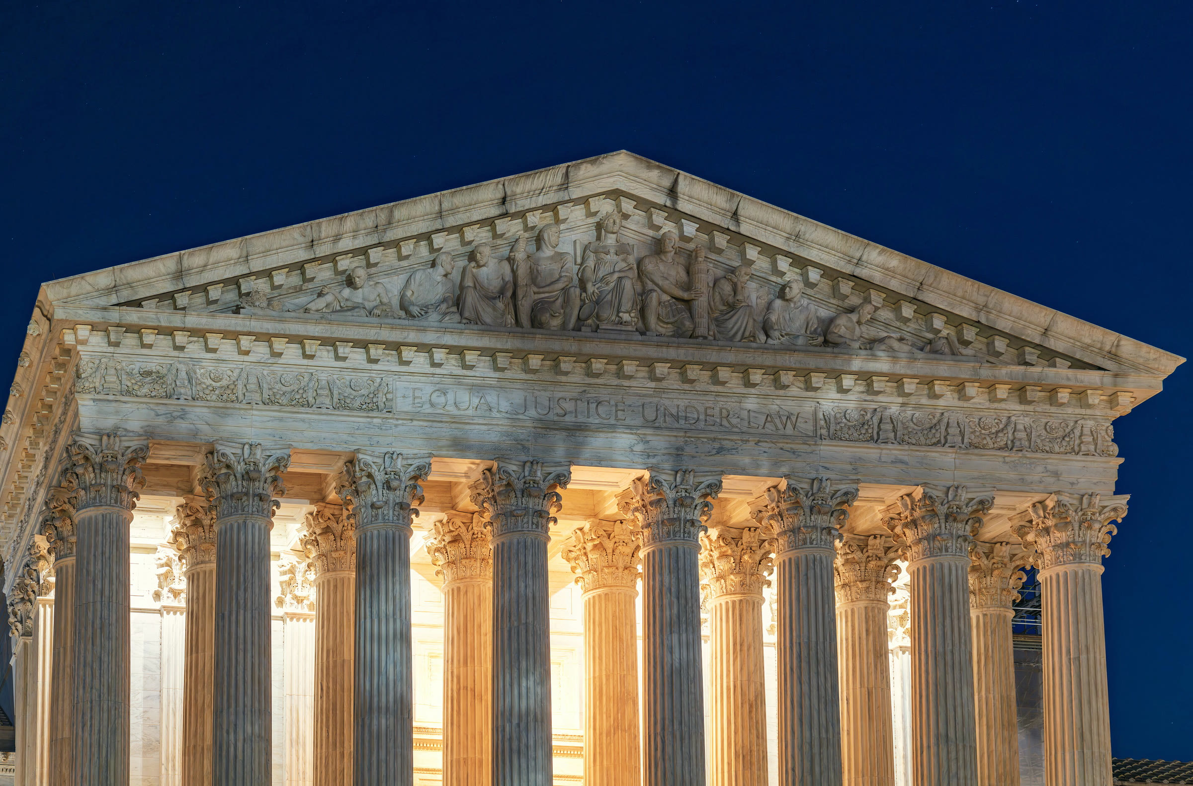 The words Equal Justice Under Law on the Supreme Court building (file photo)
