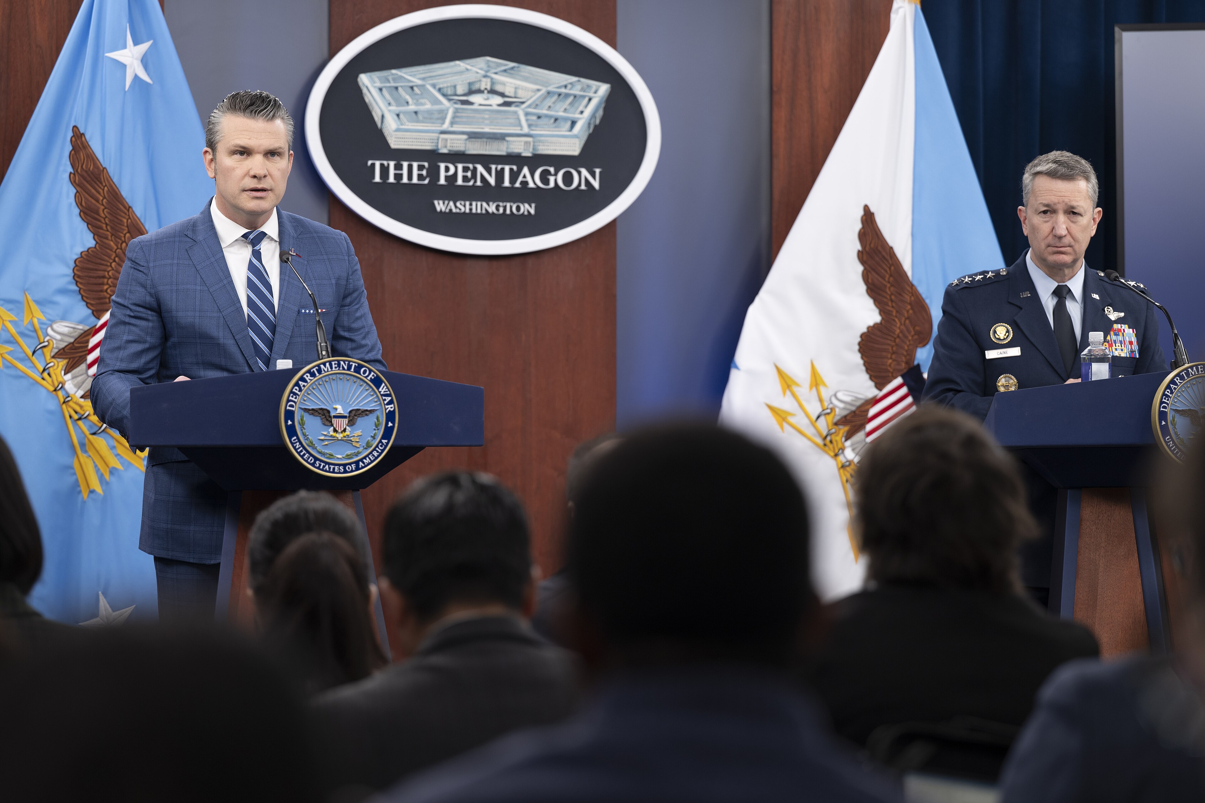 Hegseth and Joint Chiefs Chairman Gen. Dan Caine (file, 2026)