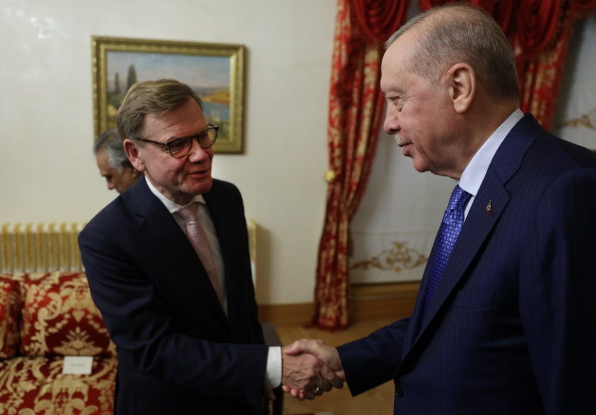 President Erdoğan shakes hands with German Foreign Minister Wadephul