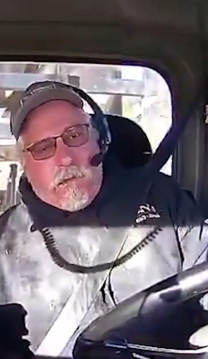 The driver drinks from a cup moments before choking, as seen on the in-cab camera