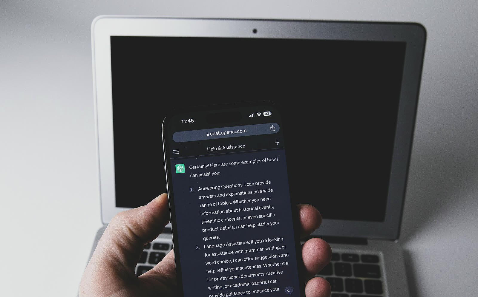 ChatGPT application on a smartphone (illustrative)