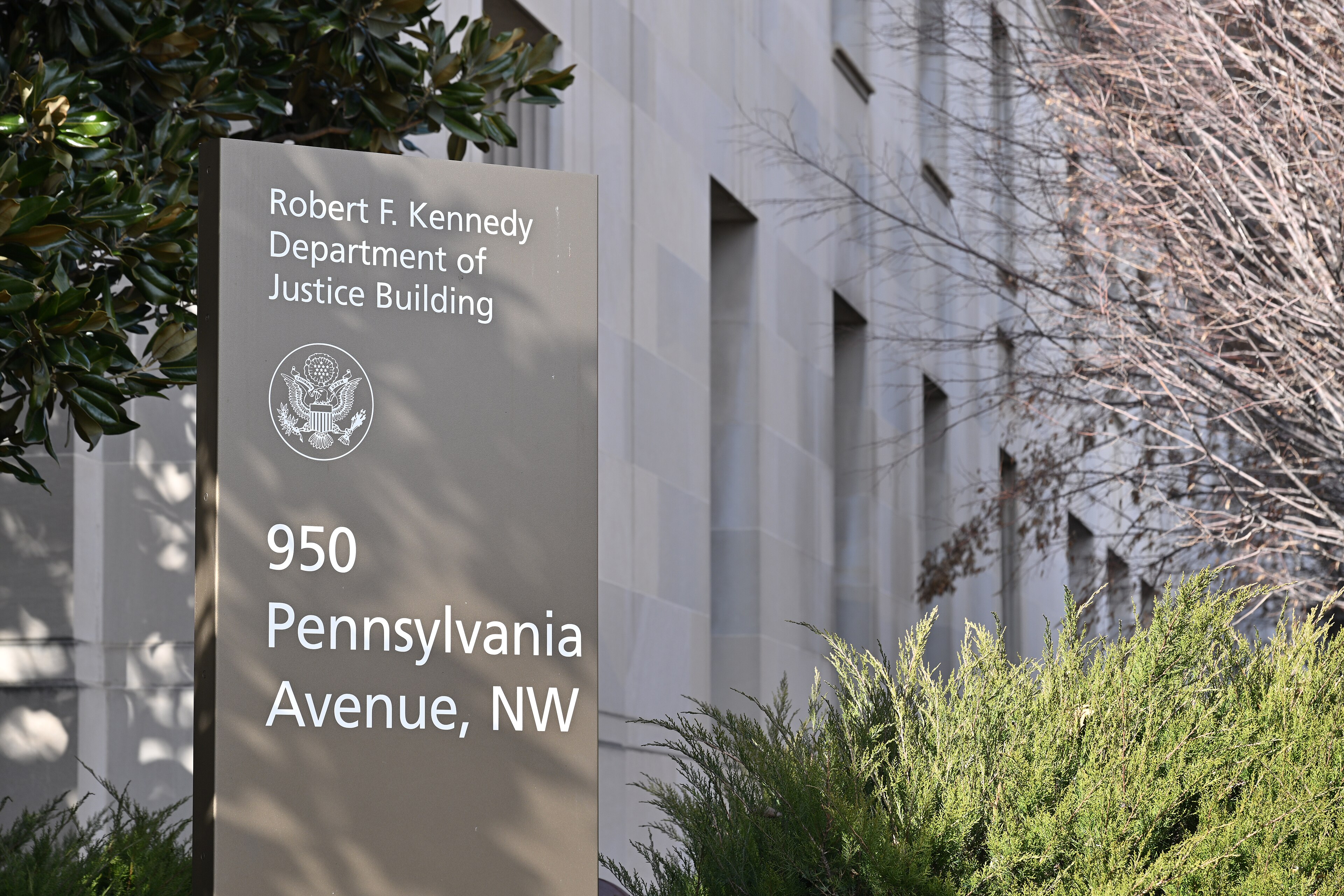 A Department of Justice sign in Washington (file photo)